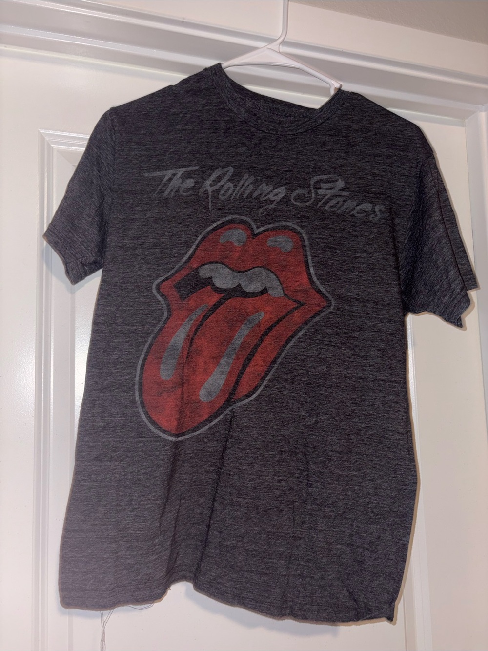 the Rolling Stones Charcoal Short Sleeve Tee with Red Tongue Graphic